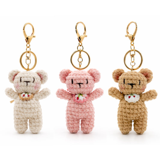 Bib Teddy Bear Crochet Keychain Bag Charm