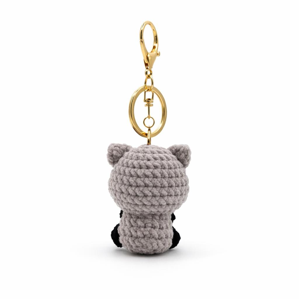 Raccoon Crochet Keychain Bag Charm