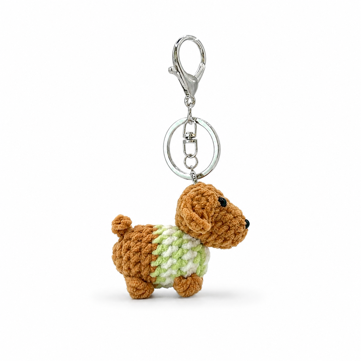 Light Color Sausage Dog Crochet Keychain Bag Charm