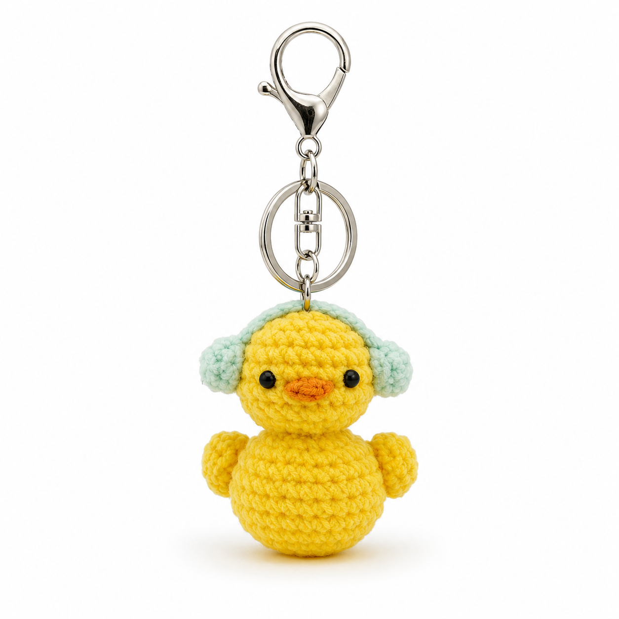 Headphone Duck Crochet Keychain Bag Charm