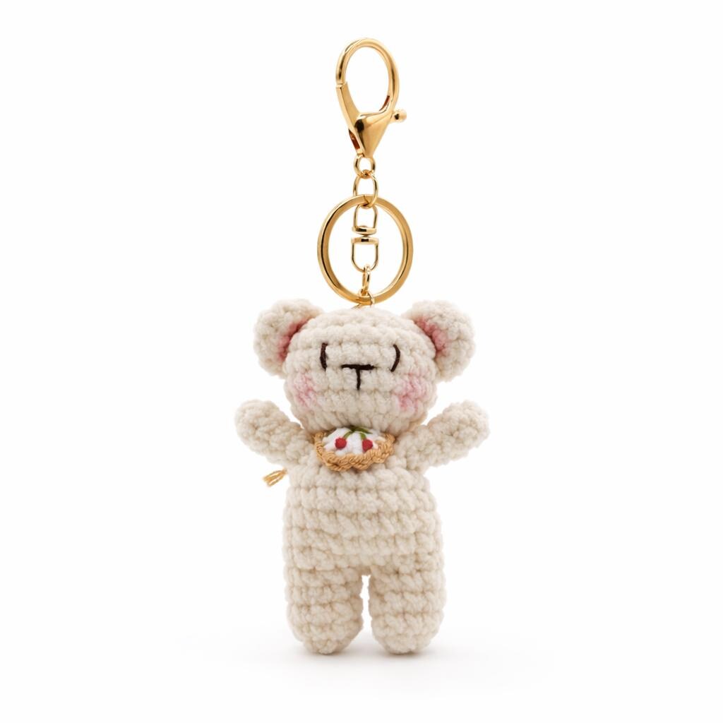 Bib Teddy Bear Crochet Keychain Bag Charm